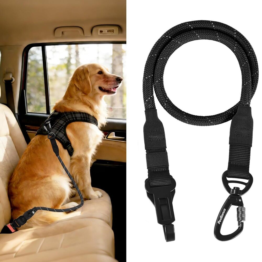 Dog Seat Belt for Car, Durable Rope Dog Car Harness Seatbelt for
